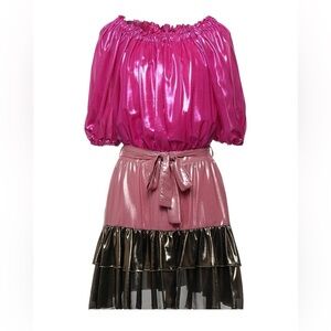 Blumarine Shimmering Pink and Bronze Asymmetrical Skirt